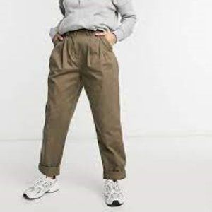 ASOS DESIGN Curve ovoid pleat front peg pant in olive green